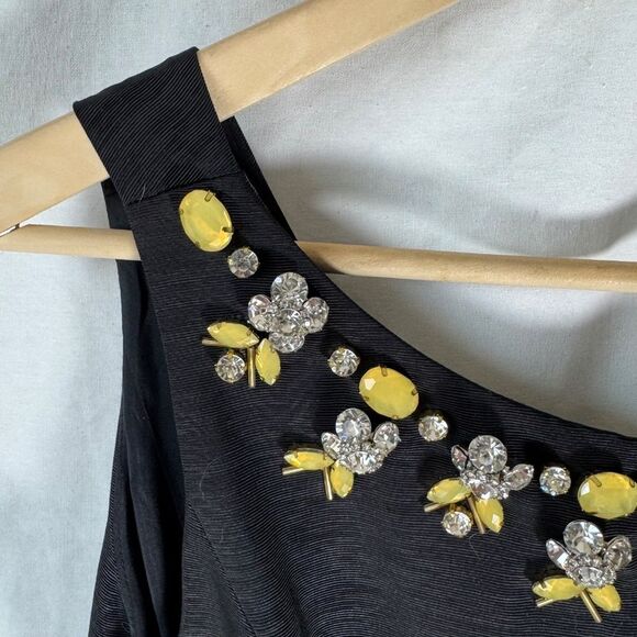 Eliza J Women's Ivory/Black Belted Beaded Tulip Dress Sz 6 - Picture 5 of 11